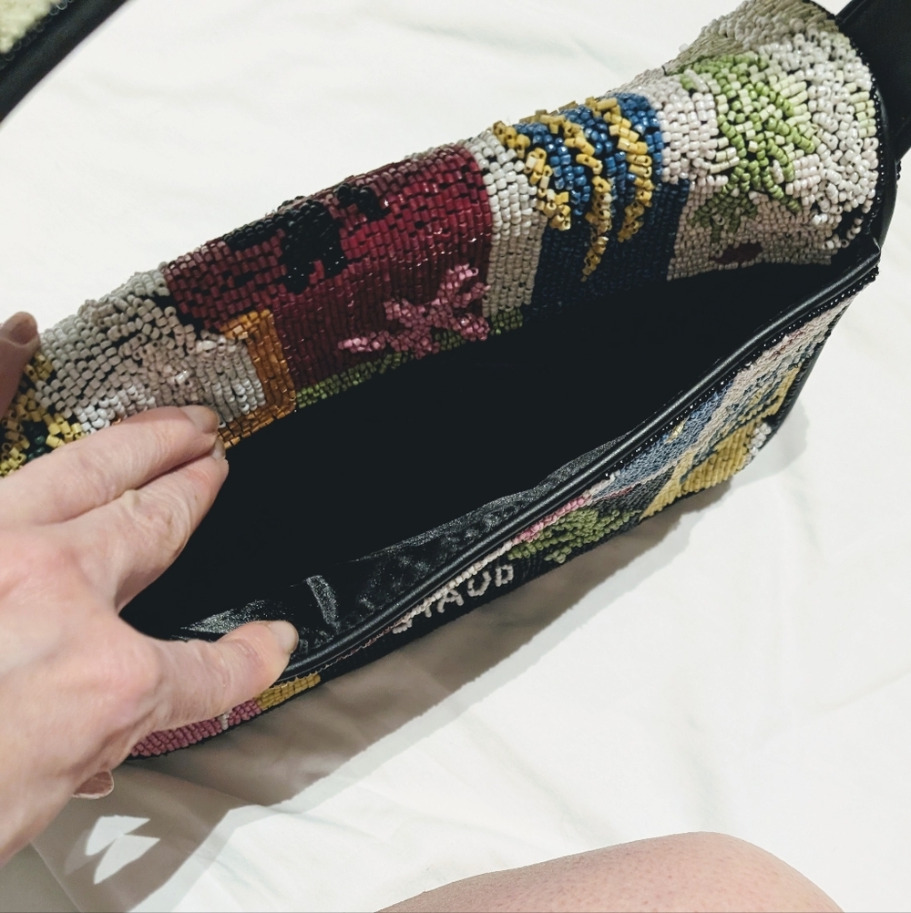 STAUD Tommy Beaded Bag in Coral Patchwork - Picture 11 of 13